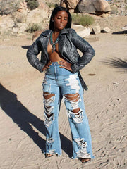 Vaqueros rotos de cintura alta