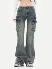 Retro Workwear Schmale Version Cargo Flare Jeans