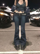 Vintage-Schlagjeans mit niedriger Taille und verwaschenem Effekt