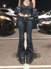 Vaqueros acampanados vintage de cintura baja con efecto lavado