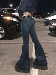 Vaqueros acampanados vintage de cintura baja con efecto lavado