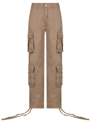 Brown Vintage Cargo Jeans with Patch Pockets