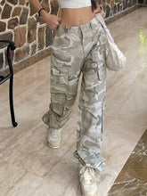 Vintage Graue Baggy Cargo Jeans mit Camouflage-Muster