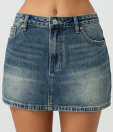Slim Fit Stretch Washed Denim Mini Skirt
