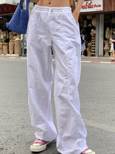 Pantalones holgados de pierna recta con cintura elástica retro de color lila