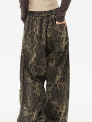 Pantalones cargo de leopardo punk con cordón