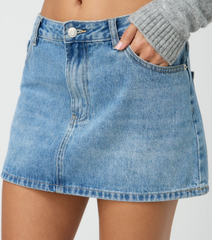 Slim Fit Stretch Washed Denim Mini Skirt