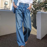 High Waist Slim Wide Leg Loose Denim Trousers