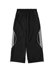 Pantalones anchos con rayas laterales retro en contraste de color