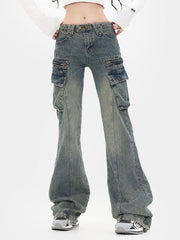 Retro Workwear Schmale Version Cargo Flare Jeans