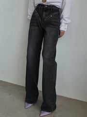 Trendy Jeans mit geradem Bein und Vintage-Waschung