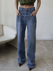 Trendy Jeans mit geradem Bein und Vintage-Waschung