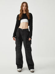 Solide Utility Graceful Pocket Jeans