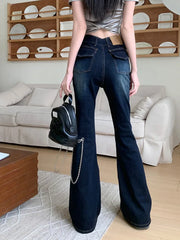 Vaqueros ajustados acampanados de cintura baja estilo retro