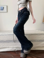 Vaqueros ajustados acampanados de cintura baja estilo retro