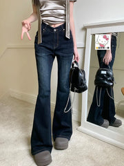 Vaqueros ajustados acampanados de cintura baja estilo retro