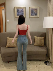 High Waist Diamond Flare Slim Jeans