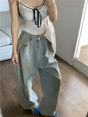 Hot Diamond Retro Streetwear Loose Wide Leg Jeans