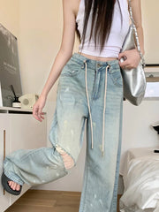 Streetwear Hip Hop Graffiti Ripped Loose Jeans