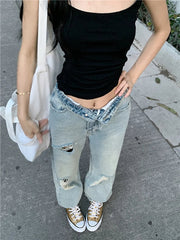 Ripped Hole Boyfriend Vintage Jeans