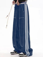 Baggy-Boyfriendjeans im Patchwork-Look in dunkler Waschung