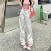 Vaqueros blancos de cintura alta y pierna ancha