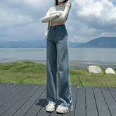 Vaqueros de mezclilla holgados, rectos y muy elásticos de moda