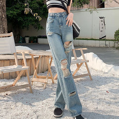Retro Hole Slim Fit Streetwear Jeans