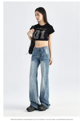 Loose straight-leg flared trousers