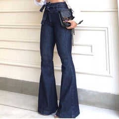 High-Waisted Hip-Lifting Lace-up Flared Wide-Leg Jeans