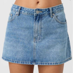 Slim Fit Casual Stretch Washed Denim Skirt
