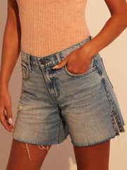 High-Waisted A-Line Denim Shorts