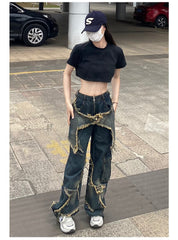 Vaqueros holgados con bolsillos cargo para hombre