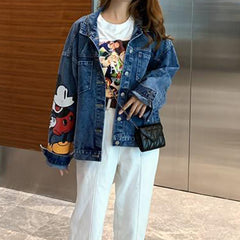 Jeansjacke mit Mickey-Stickerei für Damen