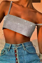 Glitzerndes Crop-Top „Text Me“