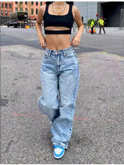 Cargo Loose Wide-Leg Jeans