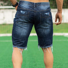 Slim Fit Raw Hem Denim Shorts