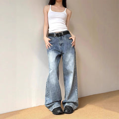 mid-rise drapey jeans
