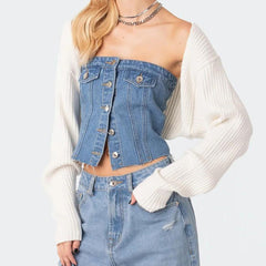 Slimming corset denim vest