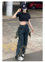 Vaqueros holgados con bolsillos cargo para hombre