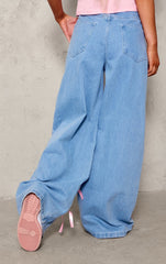 Bow high waist wide leg jeans