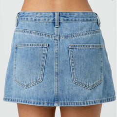 Slim Fit Casual Stretch Washed Denim Skirt