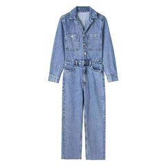 Light wash men denim overall