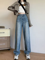 Sanded baggy jeans for women