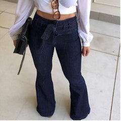 High-Waisted Hip-Lifting Lace-up Flared Wide-Leg Jeans