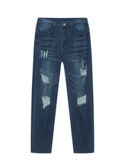 Elastic Denim Trousers And Skinny Pants