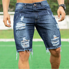 Slim Fit Raw Hem Denim Shorts
