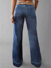 Washed Slightly Flared Patchwork Denim Trousers