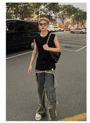 Vaqueros holgados con bolsillos cargo para hombre