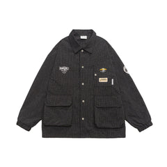 Gestreifte Jeansjacke mit Patches